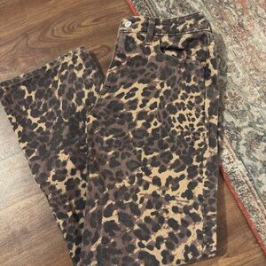 Abercrombie & Fitch Brown Low-rise Leopard Print Trousers